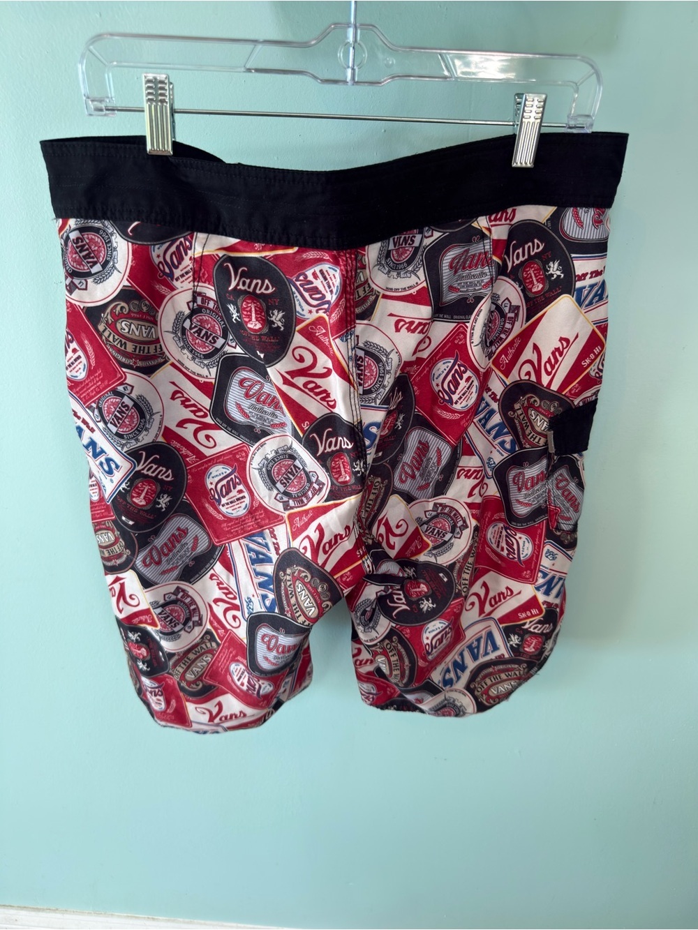 Vans Red, Black & White Logo Patch Swim Trunks Board Shorts Sise 33 - Picture 8 of 12